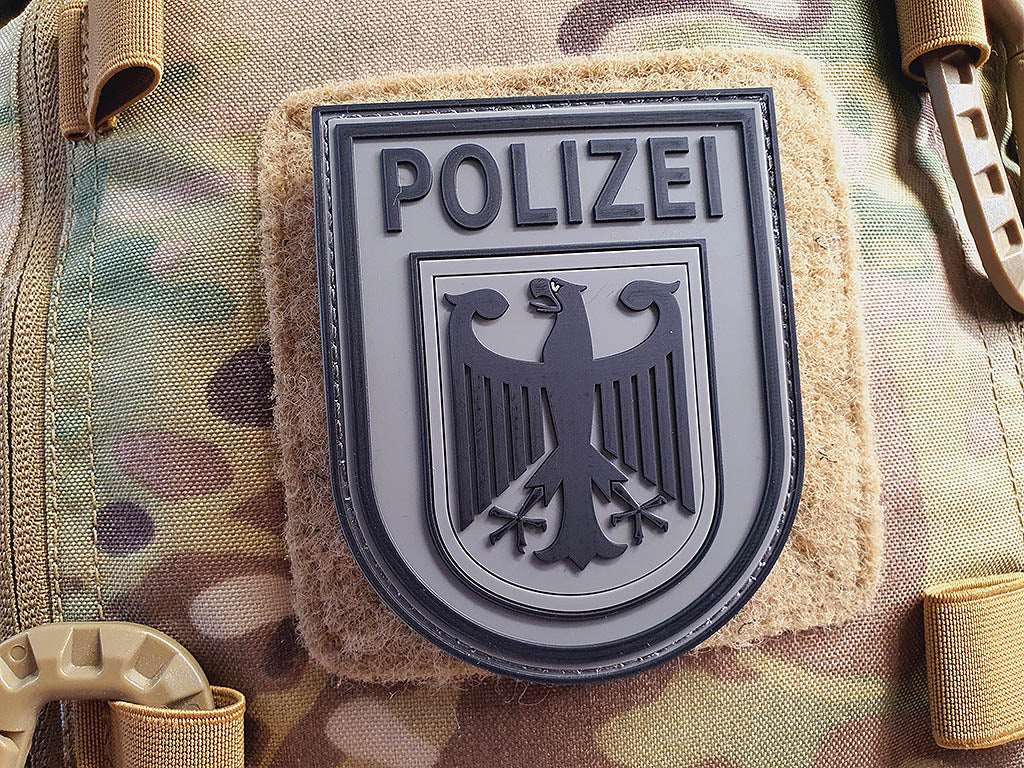 Ärmelabzeichen Bundespolizei, steingrau-oliv / 3D Rubber Patch