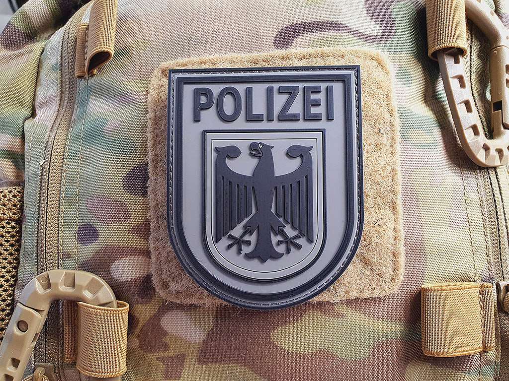 Ärmelabzeichen Bundespolizei, steingrau-oliv / 3D Rubber Patch