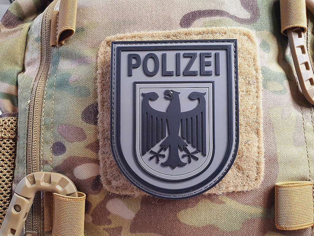 Ärmelabzeichen Bundespolizei, steingrau-oliv / 3D Rubber Patch