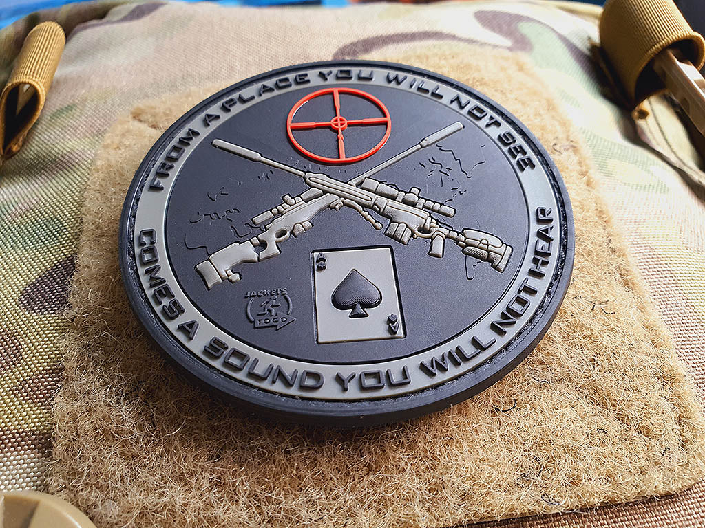 Sniper Patch, steingrau-olive / 3D Rubber Patch - Patch Snatched