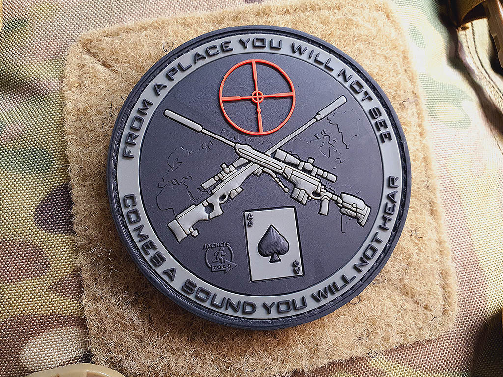 Sniper Patch, steingrau-olive / 3D Rubber Patch - Patch Snatched
