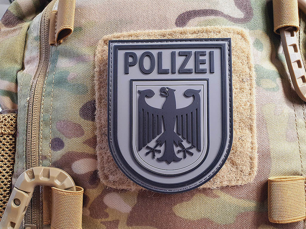 Ärmelabzeichen Bundespolizei, steingrau-oliv / 3D Rubber Patch - Patch Snatched