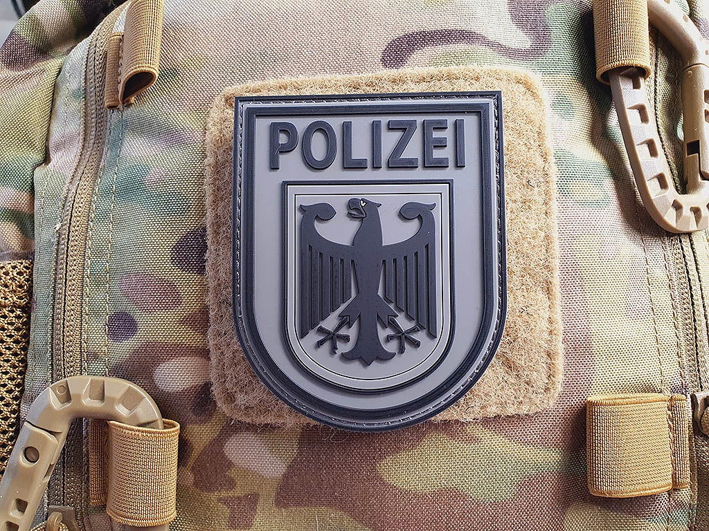 Ärmelabzeichen Bundespolizei, steingrau-oliv / 3D Rubber Patch - Patch Snatched