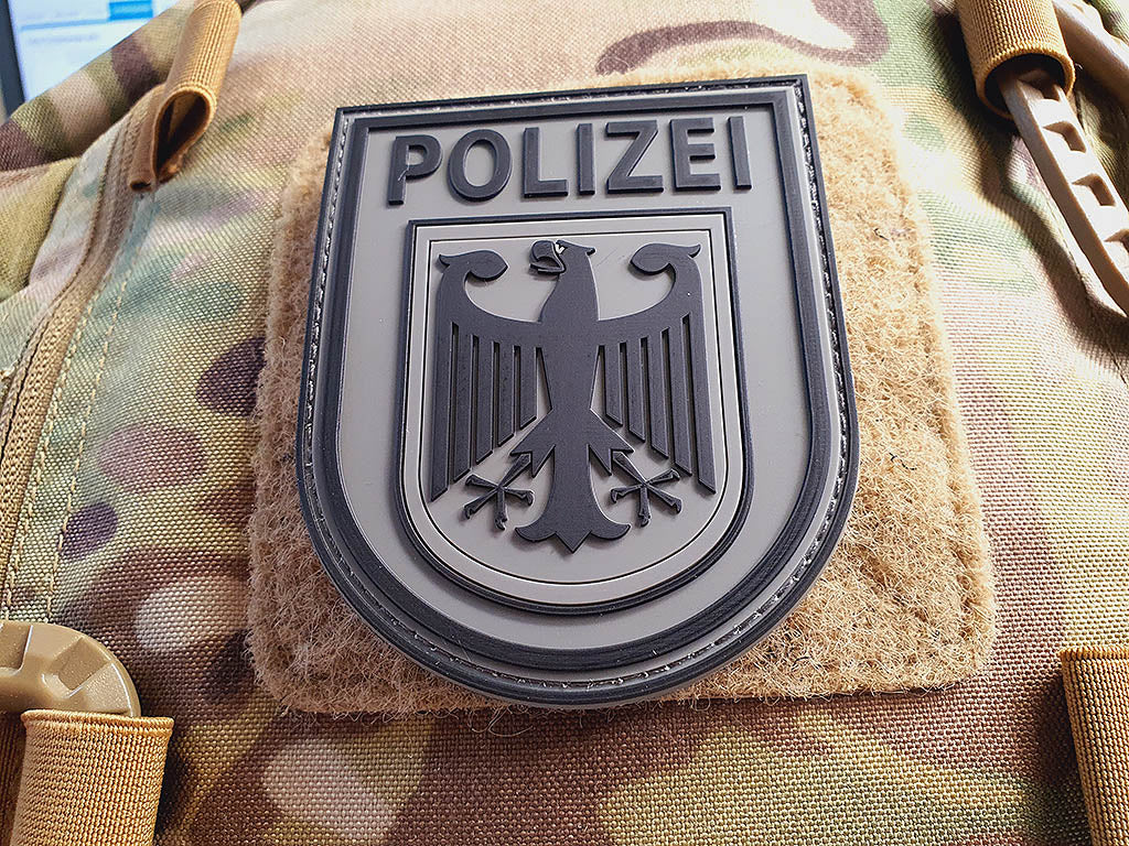 Ärmelabzeichen Bundespolizei, steingrau-oliv / 3D Rubber Patch - Patch Snatched