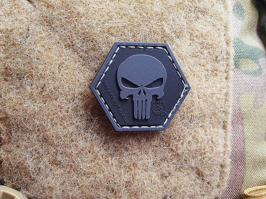 Punisher “YOU ARE NOT ALONE” Patch, blackops, Hexagon Patch, 3D Rubber Patch - Patch Snatched