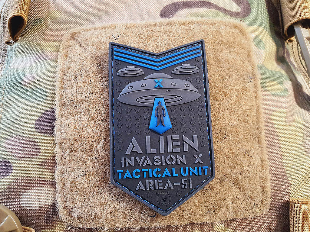 ALIEN INVASION X-Files, Tactical Unit Patch, AREA-51, blue / 3D Rubber Patch - Patch Snatched