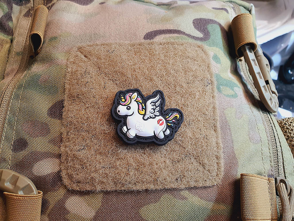 Flying Unicorn KISSMYASS Patch small, rainbow / 3D Rubber Patch