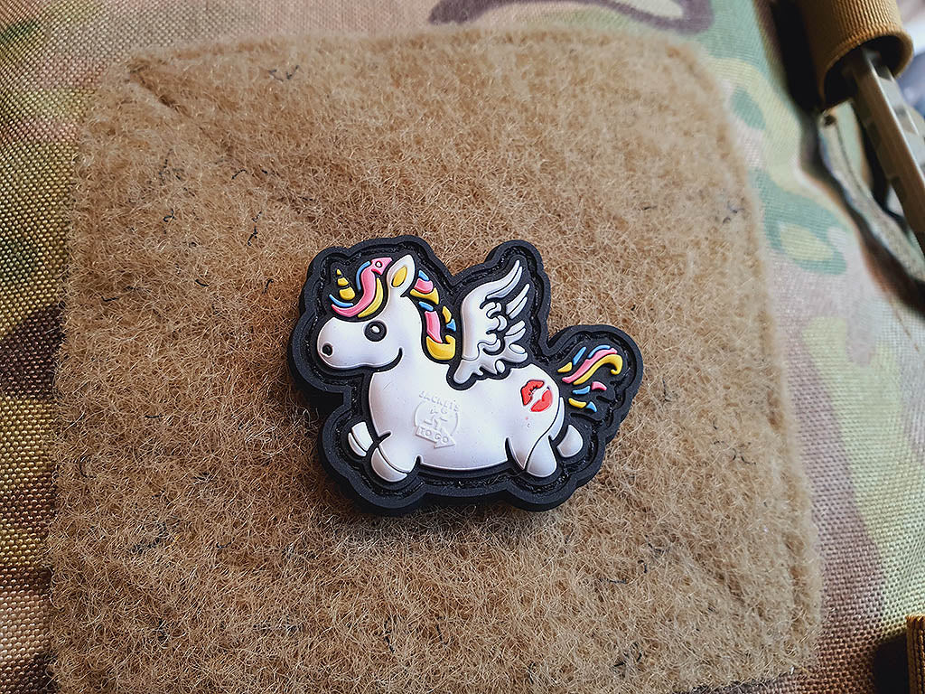 Flying Unicorn KISSMYASS Patch small, rainbow / 3D Rubber Patch