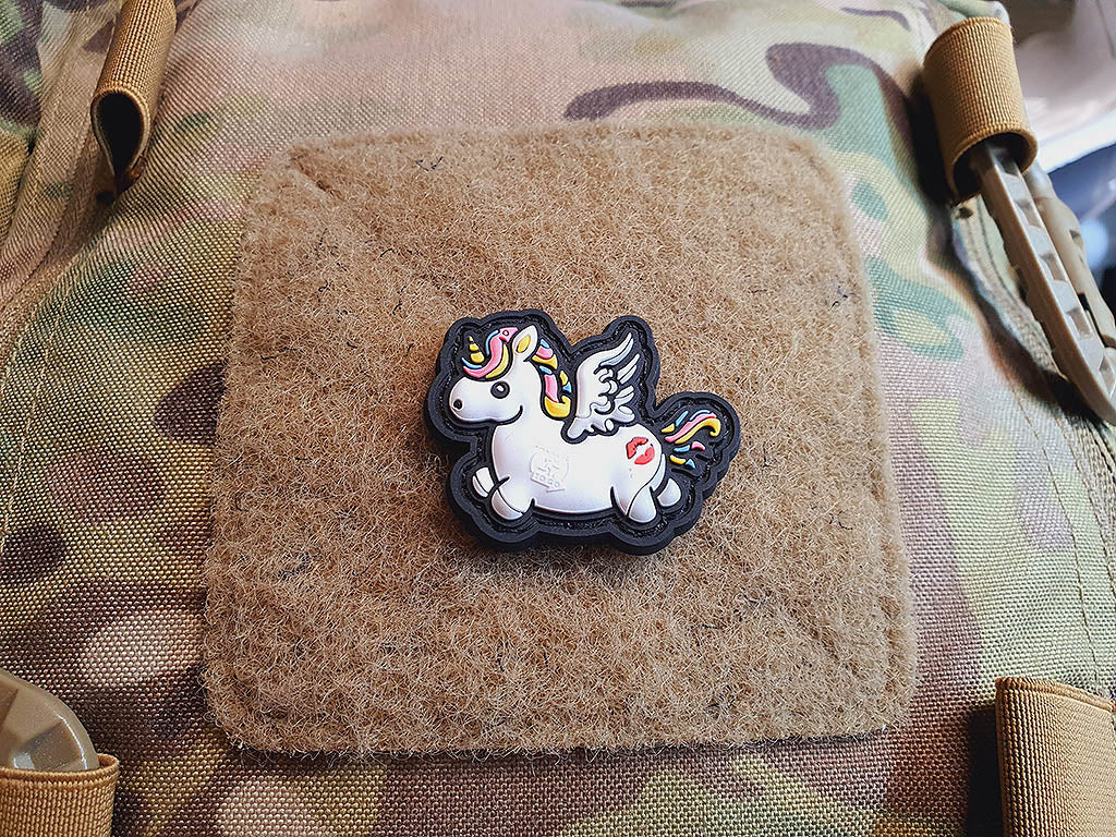 Flying Unicorn KISSMYASS Patch small, rainbow / 3D Rubber Patch