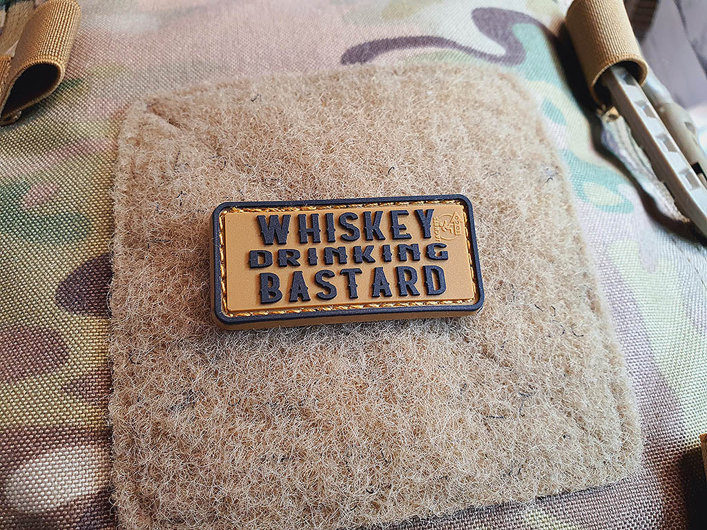 WHISKEY DRINKING BASTARD Patch small, coyote brown / 3D Rubber Patch