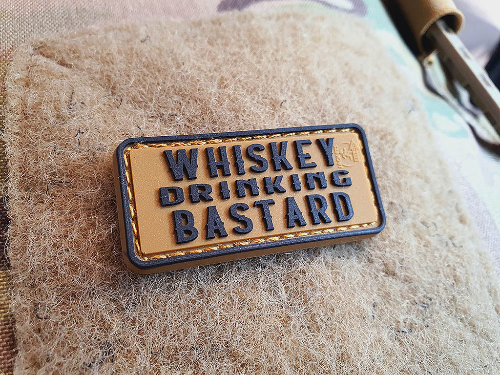 WHISKEY DRINKING BASTARD Patch small, coyote brown / 3D Rubber Patch