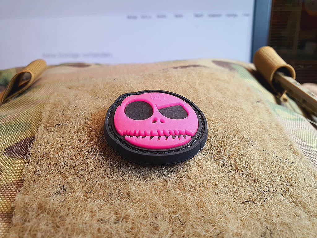 Nightmare Smile, Patch small, pink gid (glow in the dark) / 3D Rubber Patch