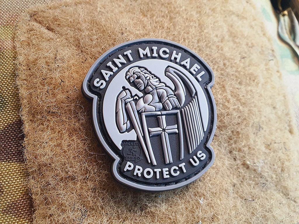 SAINT MICHAEL PROTECT US Patch small, blackops / 3D Rubber Patch - Patch Snatched