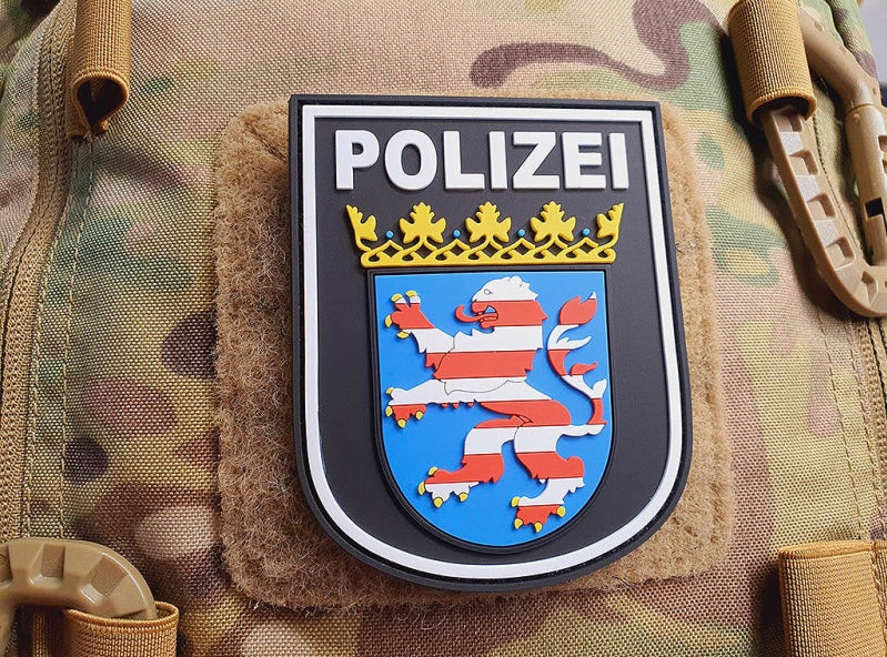 Ärmelabzeichen - Polizei Hessen - Patch, schwarz / 3D Rubber patch