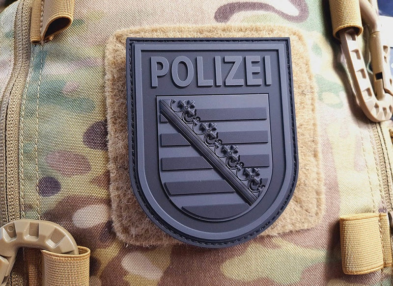 Ärmelabzeichen - Polizei Sachsen - Patch, blackops / 3D Rubber patch