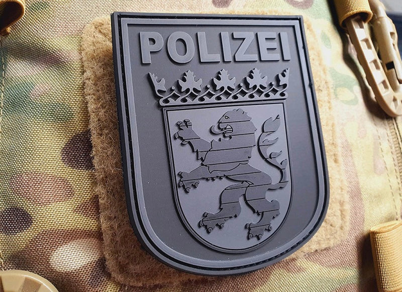 Ärmelabzeichen - Polizei Hessen - Patch, blackops / 3D Rubber patch