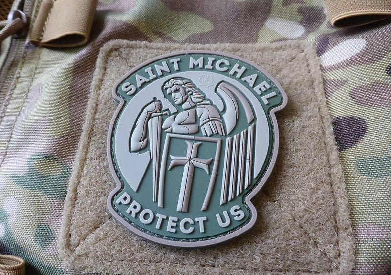 SAINT MICHAEL PROTECT US Patch, mc / 3D Rubber Patch