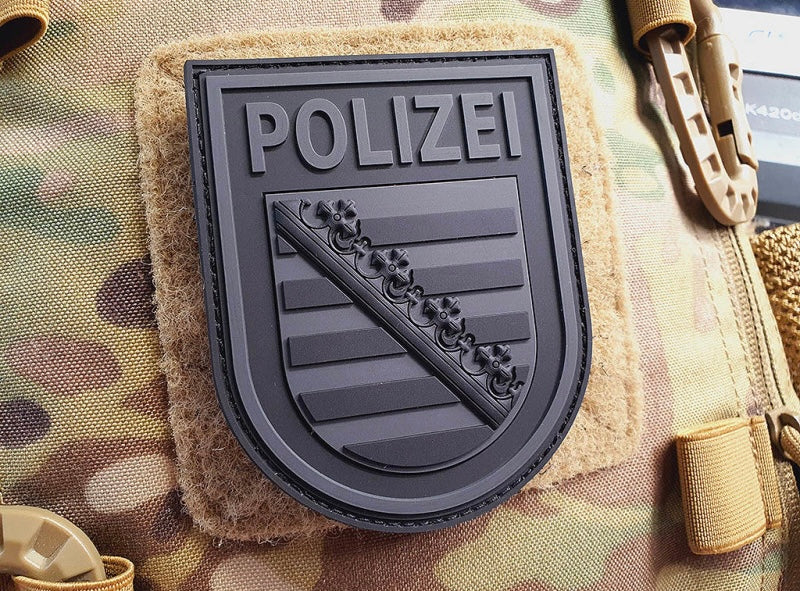 Ärmelabzeichen - Polizei Sachsen - Patch, blackops / 3D Rubber patch