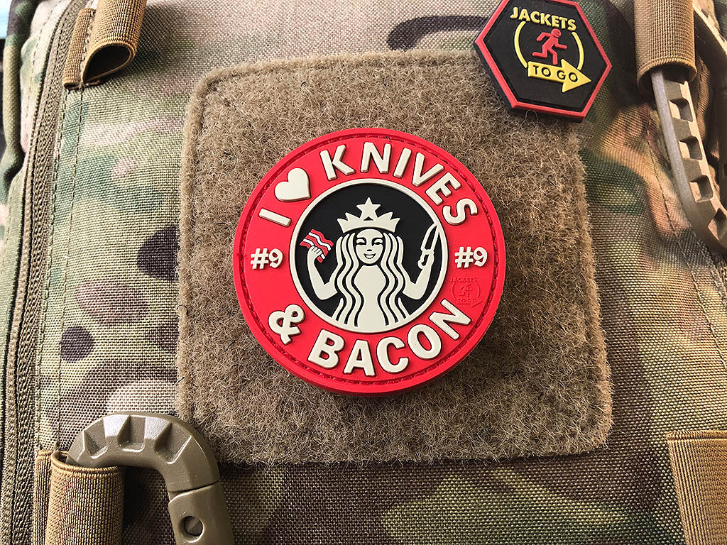 #9 I love Knives and Bacon Patch, fullcolor / 3D Rubber Patch - Patch Snatched