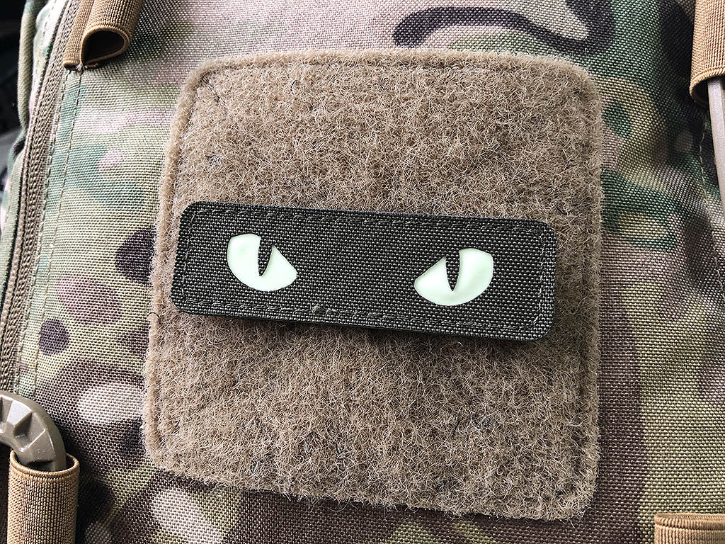 Cat Eyes Lasercut Patch, ranger-green, gid nachleuchtende Augen / Cordura Lasercut - Patch Snatched