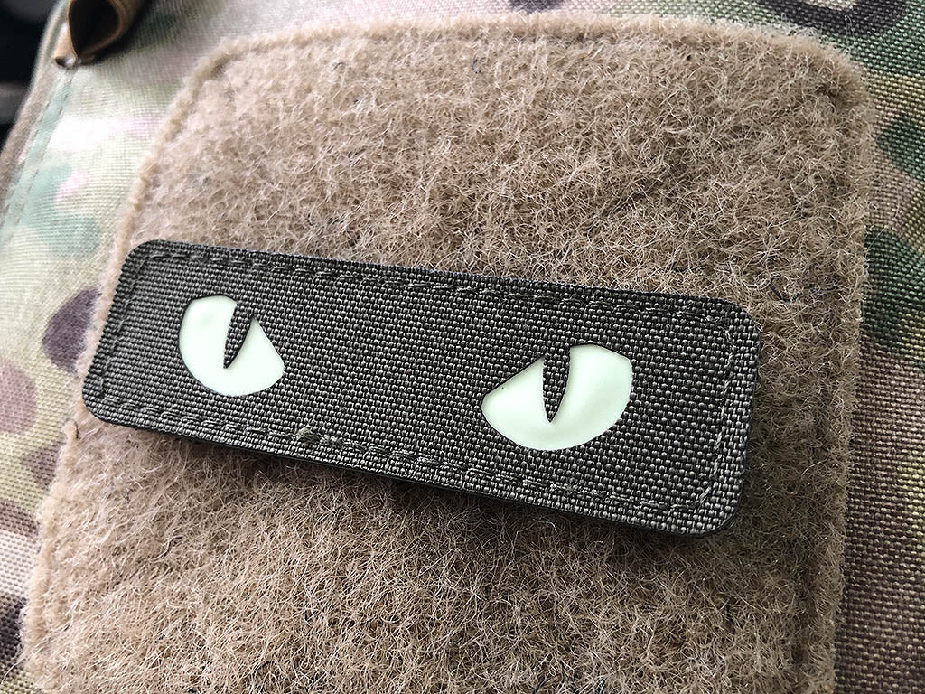 Cat Eyes Lasercut Patch, ranger-green, gid nachleuchtende Augen / Cordura Lasercut - Patch Snatched