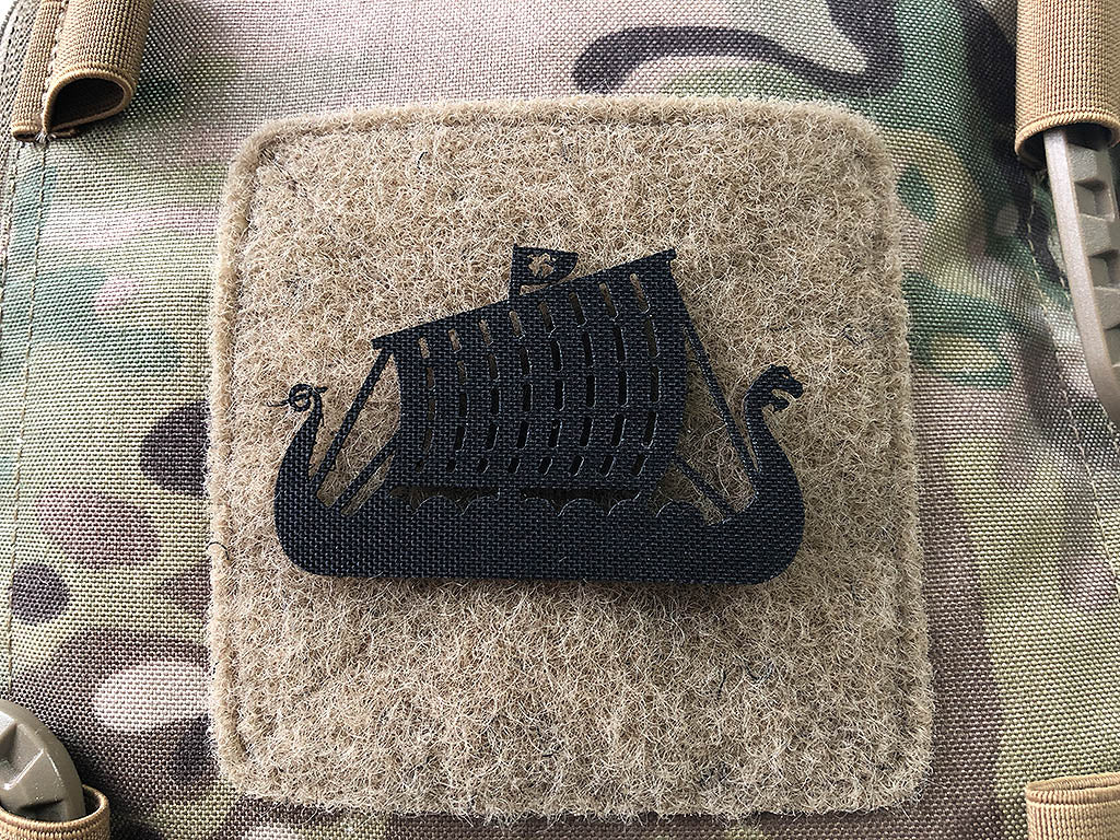 Drakkar Dragon Ship Lasercut Patch, black, Cordura Lasercut - Patch Snatched