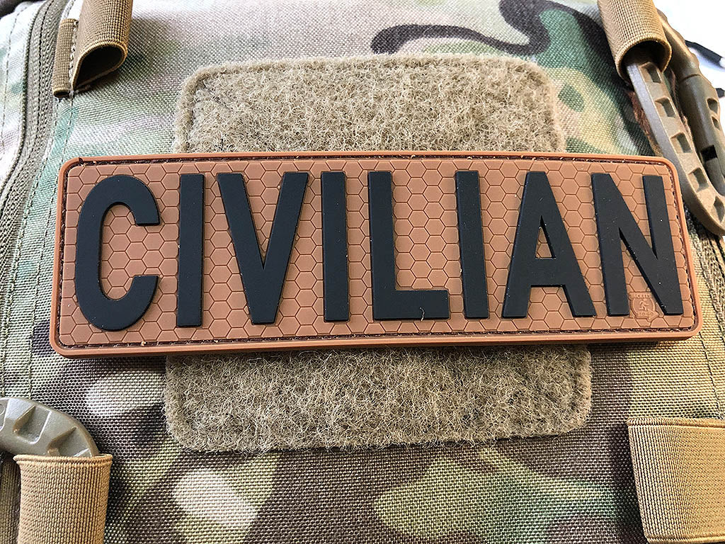 CIVILIAN Patch, coyote brown black, 3D Rubber Patch - Patch Snatched