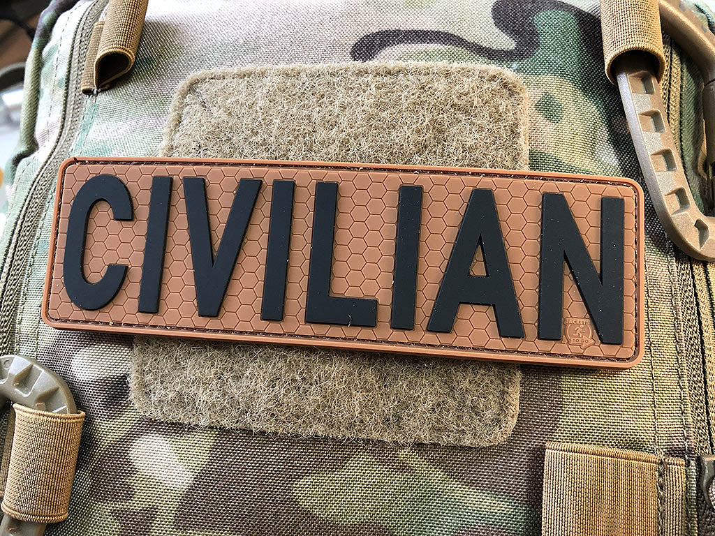 CIVILIAN Patch, coyote brown black, 3D Rubber Patch - Patch Snatched