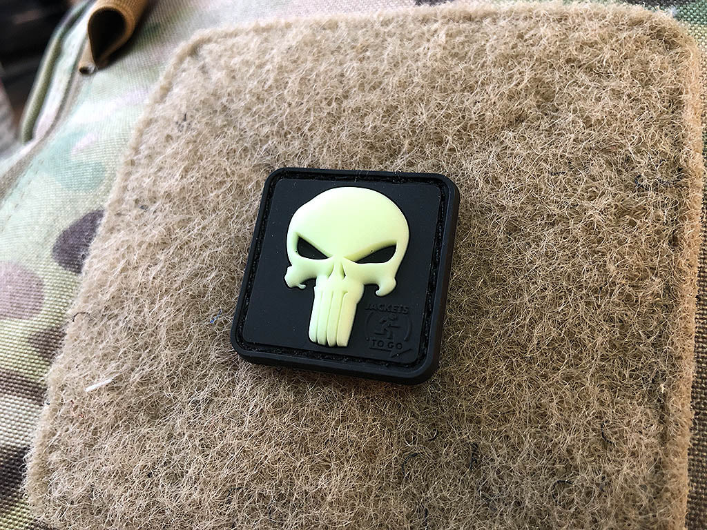 Punisher Patch, gid (glow in the dark), 3D Rubber patch