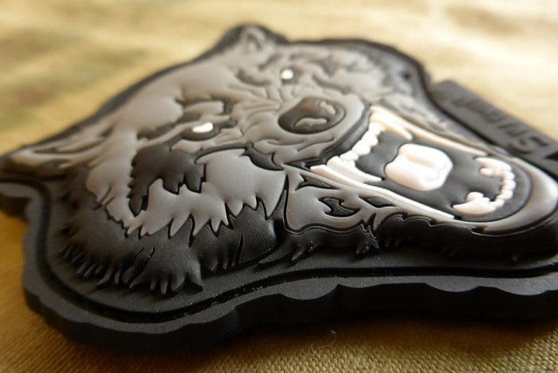 Patch tête de loup en colère, patch en caoutchouc gid / 3D