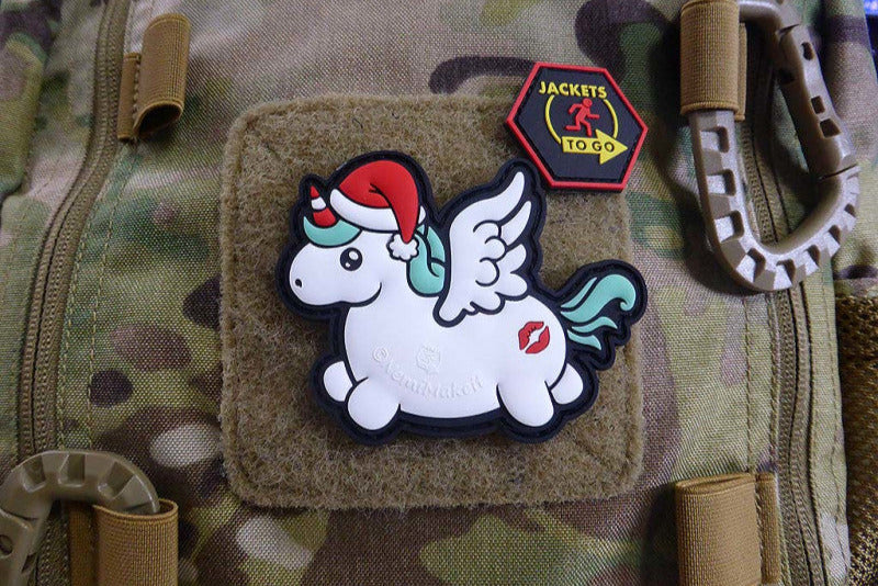 CHRISTMAS UNICORN, MERRY KISSMYASS Patch, fullcolor, 3D Rubber Patch