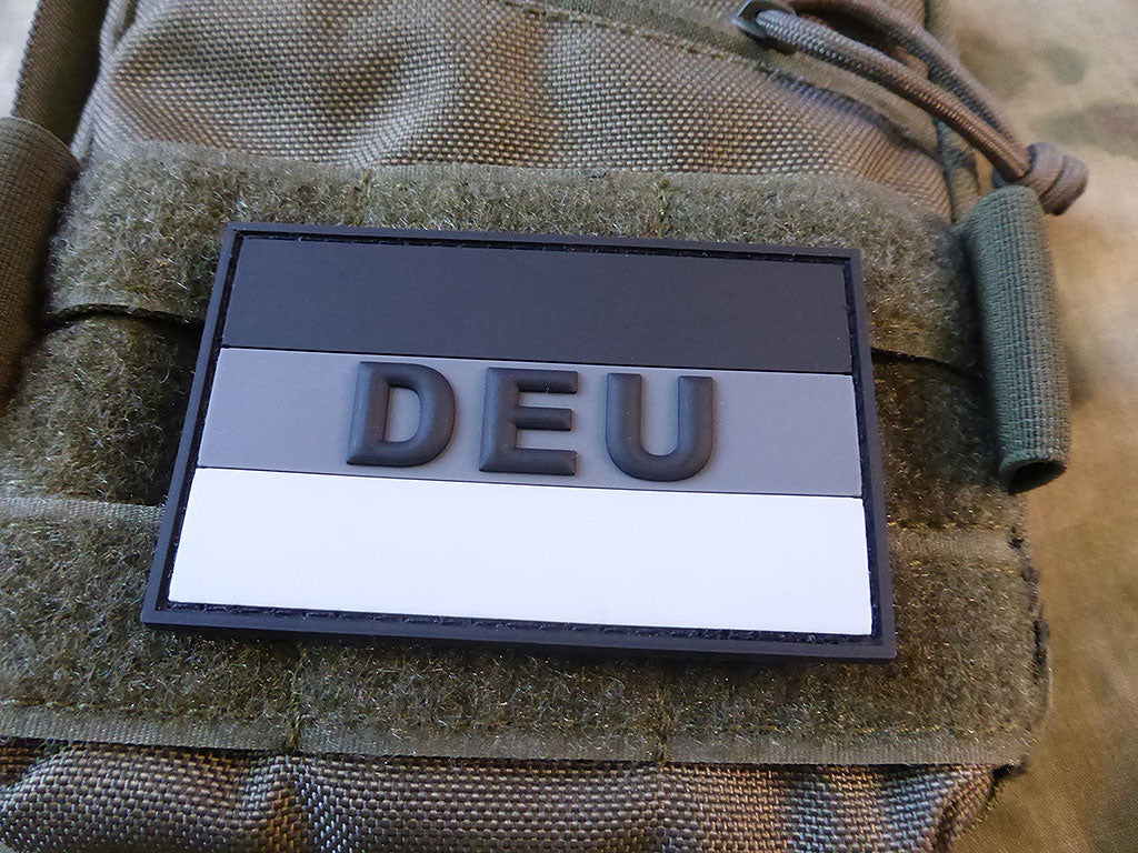 Deutschlandflagge - Patch mit DEU, Grau / 3D Rubber Patch - Patch Snatched