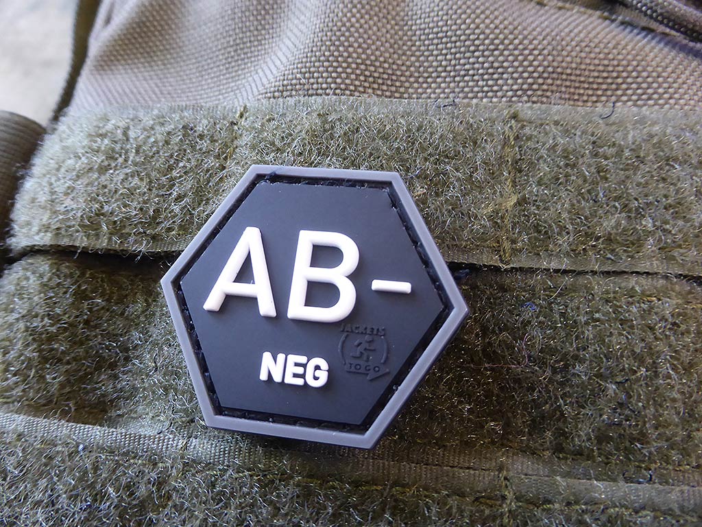 Blutgruppen Patch AB Neg, Hexagon Patch, swat / 3D Rubber Patch, HexPatch - Patch Snatched