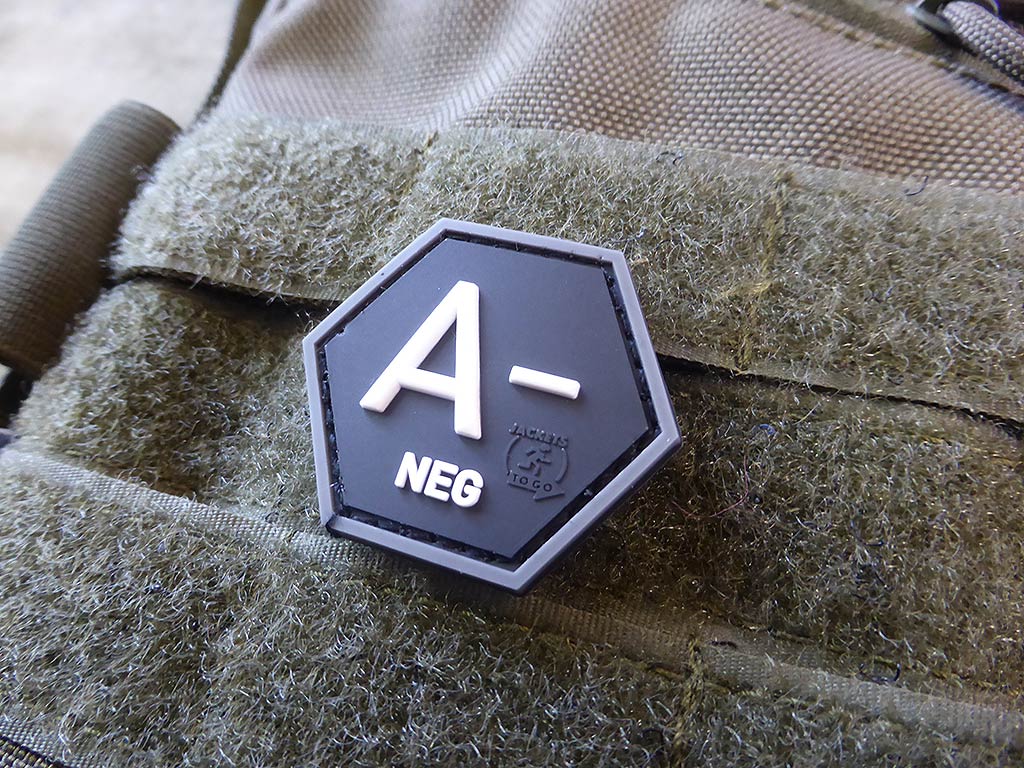 Blutgruppen Patch A Neg, Hexagon Patch swat / 3D Rubber Patch, HexPatch - Patch Snatched