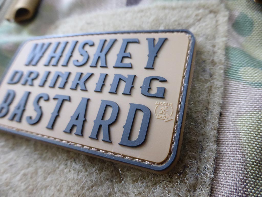 WHISKEY DRINKING BASTARD Patch, coyote brown / 3D Rubber Patch