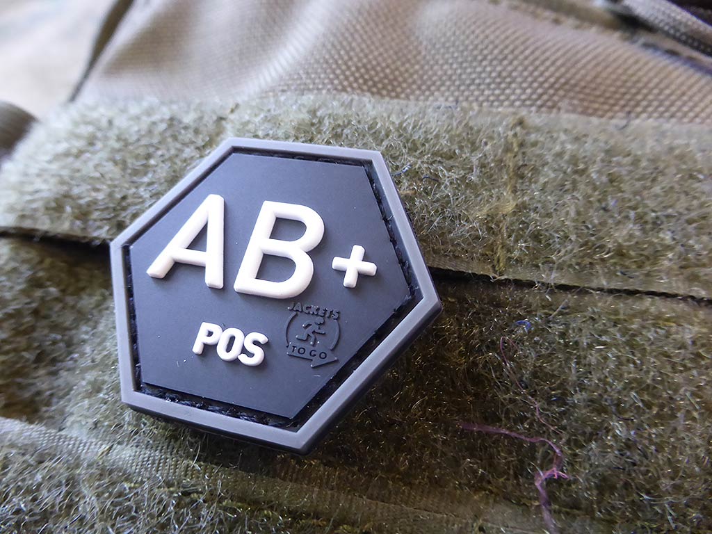 Blutgruppen Patch AB Pos, Hexagon Patch, swat / 3D Rubber Patch