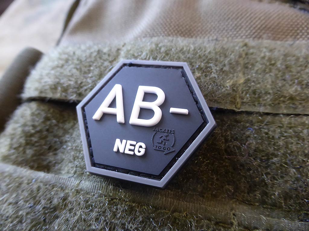 Blutgruppen Patch AB Neg, Hexagon Patch, Swat / 3D Rubber Patch