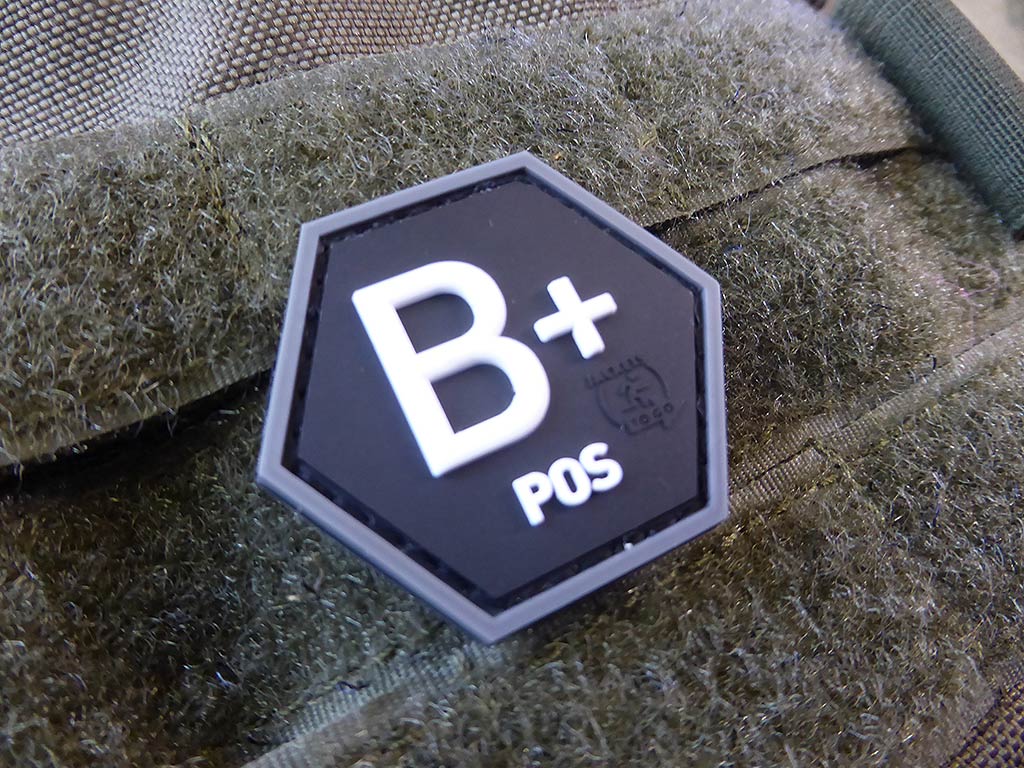 Blutgruppen Patch B Pos, Hexagon Patch, Swat / 3D Rubber Patch