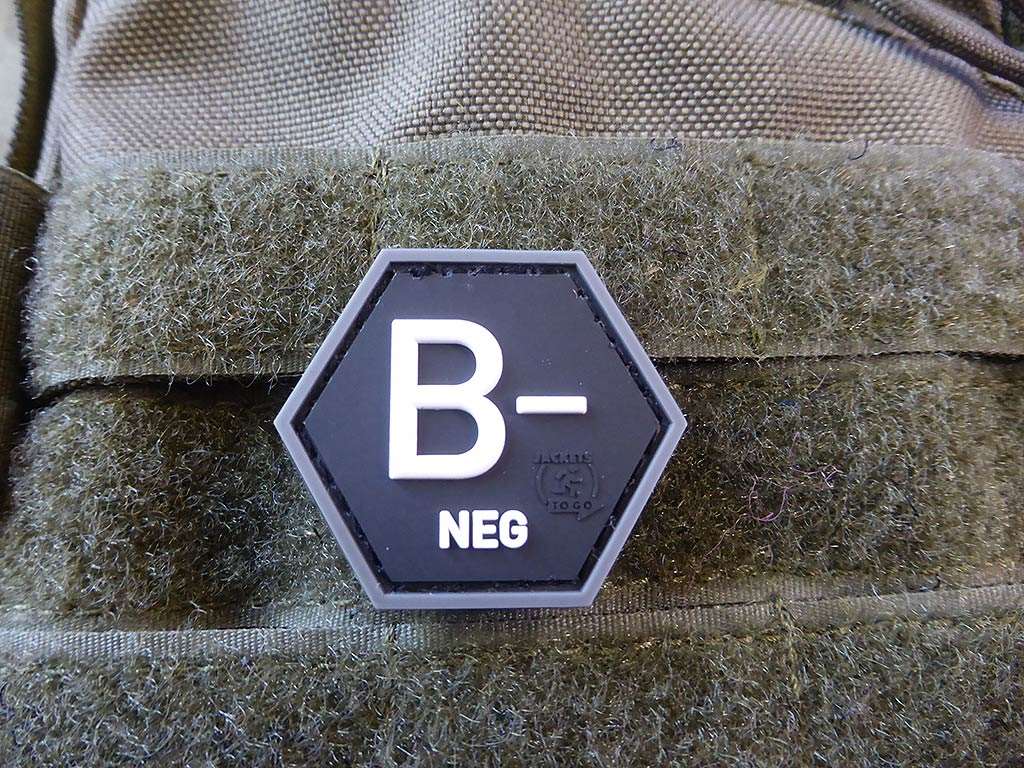 Blutgruppen Patch B Neg, Hexagon Patch swat / 3D Rubber Patch, HexPatch