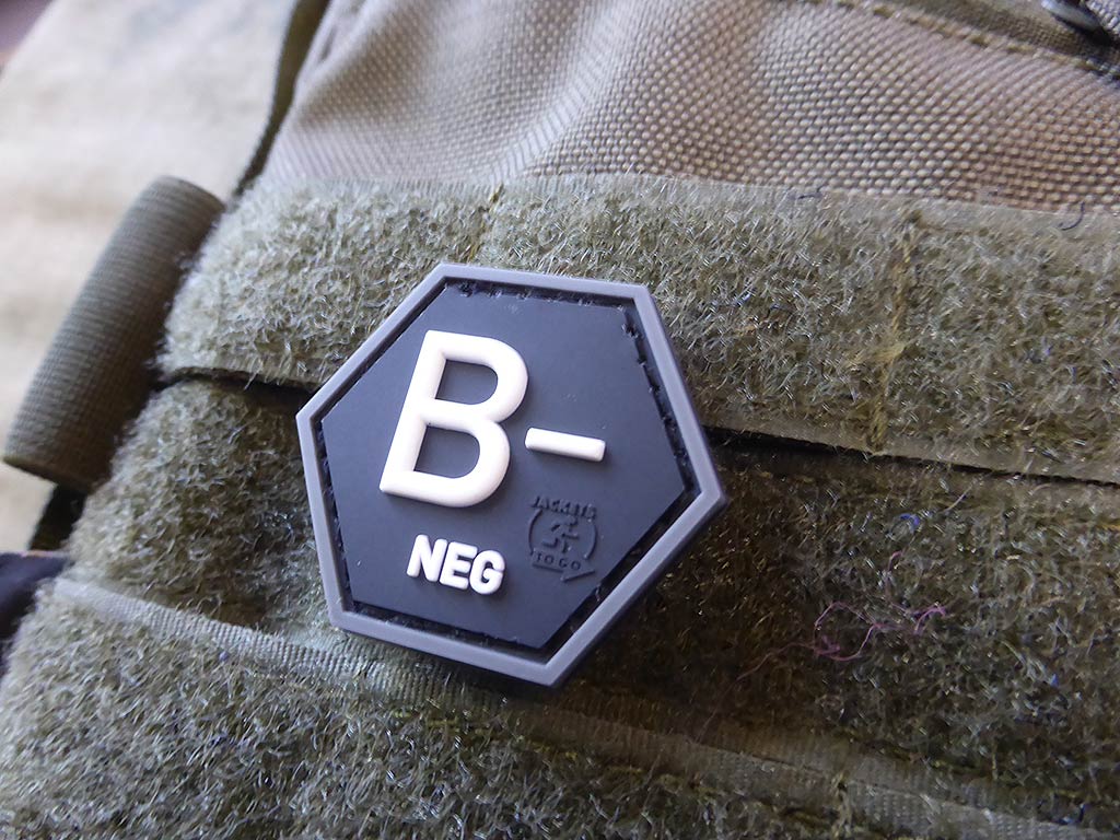 Blutgruppen Patch B Neg, Hexagon Patch, Swat / 3D Rubber Patch