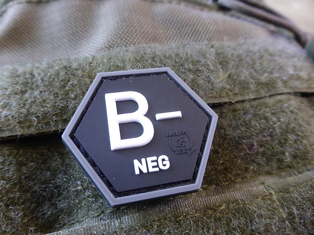 Blutgruppen Patch B Neg, Hexagon Patch, Swat / 3D Rubber Patch