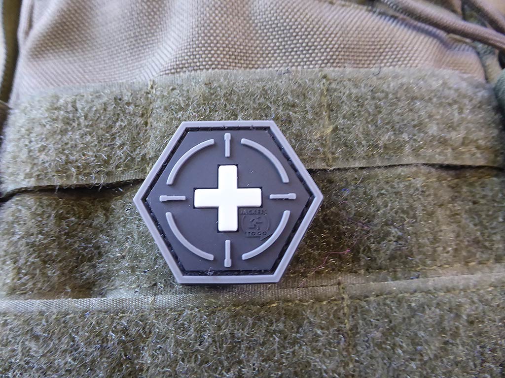 Tactical Medic Rotes Kreuz, Hexagon Patch, Swat / 3D Rubber Patch, HexPatch