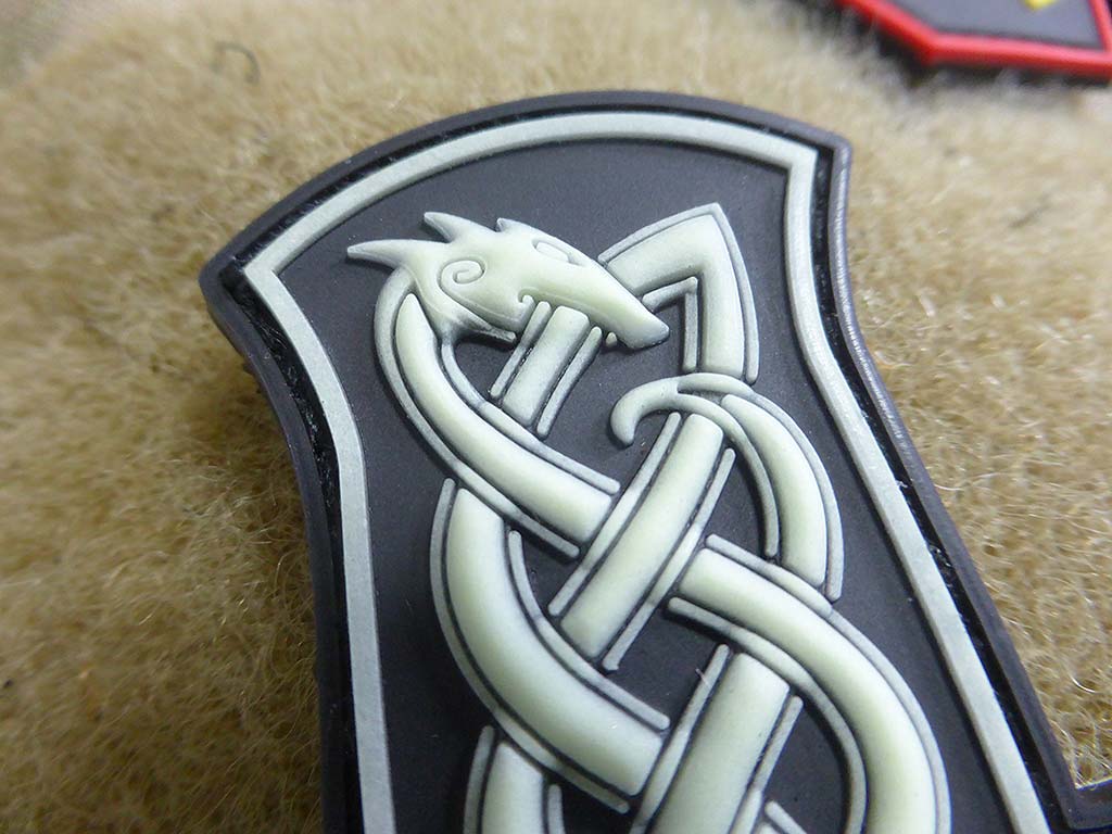 Dragon Thors Hammer Patch, glow in the dark / 3D Rubber Patch