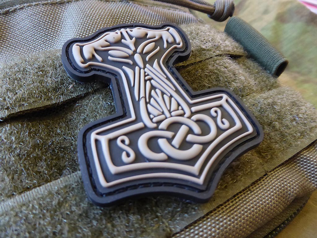 Thors Hammer Mjölnir Patch, tan / 3D Rubber Patch