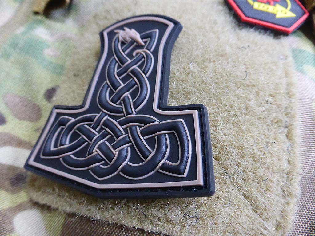 Dragon Thors Hammer Patch, tan  / 3D Rubber Patch