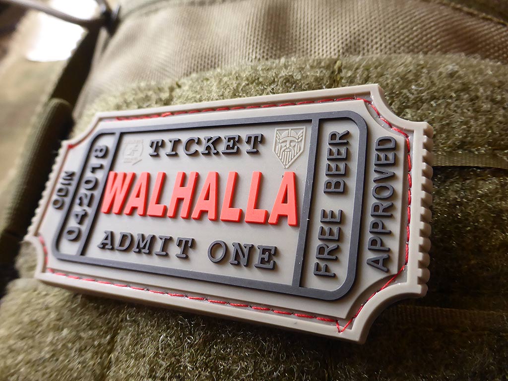 WALHALLA TICKET - Odin approved Patch, grey / 3D Rubber Patch