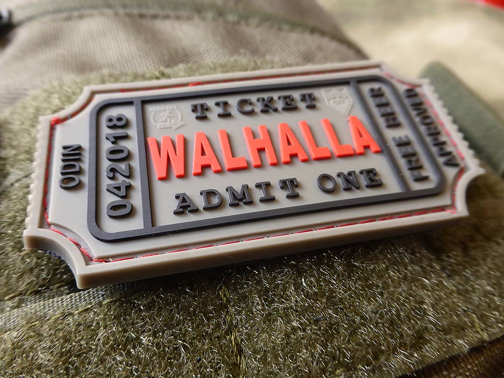 WALHALLA TICKET - Odin approved Patch, grey / 3D Rubber Patch - Patch Snatched