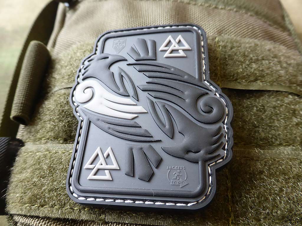 Patch RAVEN d'Odin, gris / Patch en caoutchouc 3D