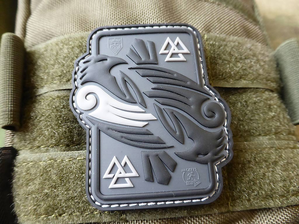 Patch RAVEN d'Odin, gris / Patch en caoutchouc 3D