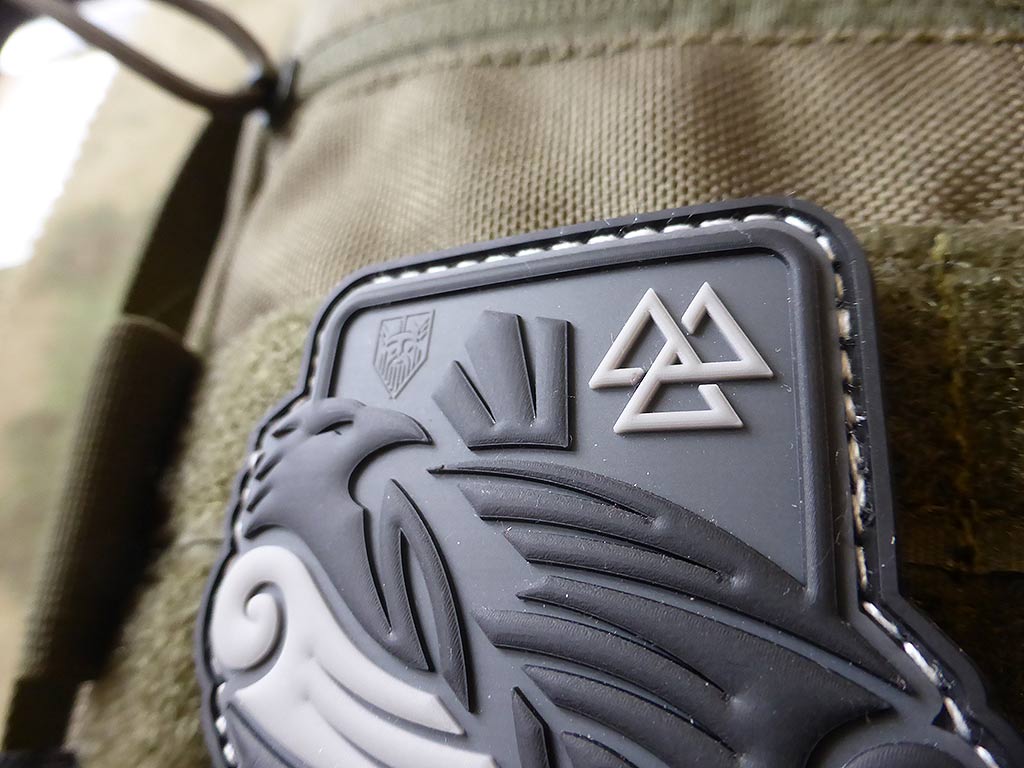 Odins RAVEN Patch, grau / 3D Rubber Patch